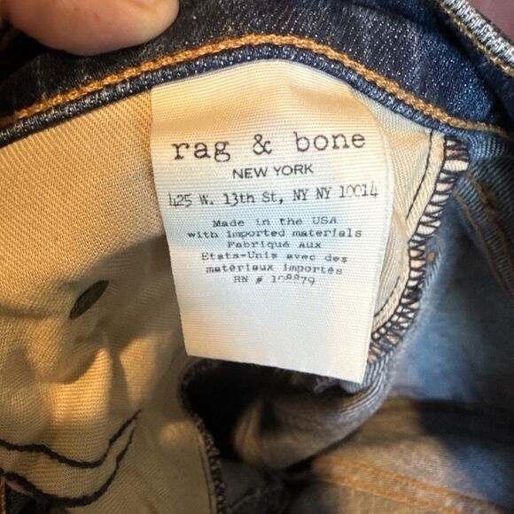 Rag & Bone The Dre Low Rise Stretch Destroyed Blue Jeans Women’s Size 25 - Picture 10 of 10